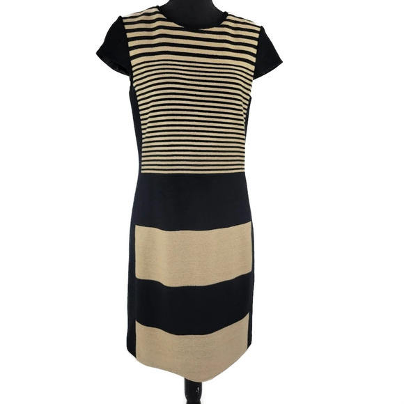 PER SE Twine Knit Color Blocking Above the knee Shift Dress Cap Sleeve - Picture 1 of 7
